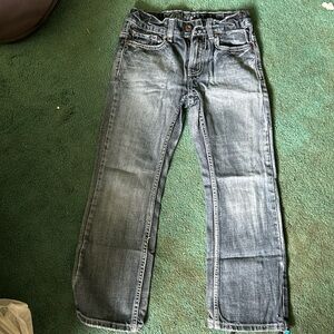 Boys Flypaper denim pants, size 8 Slim boot cut with stitching in back pockets.